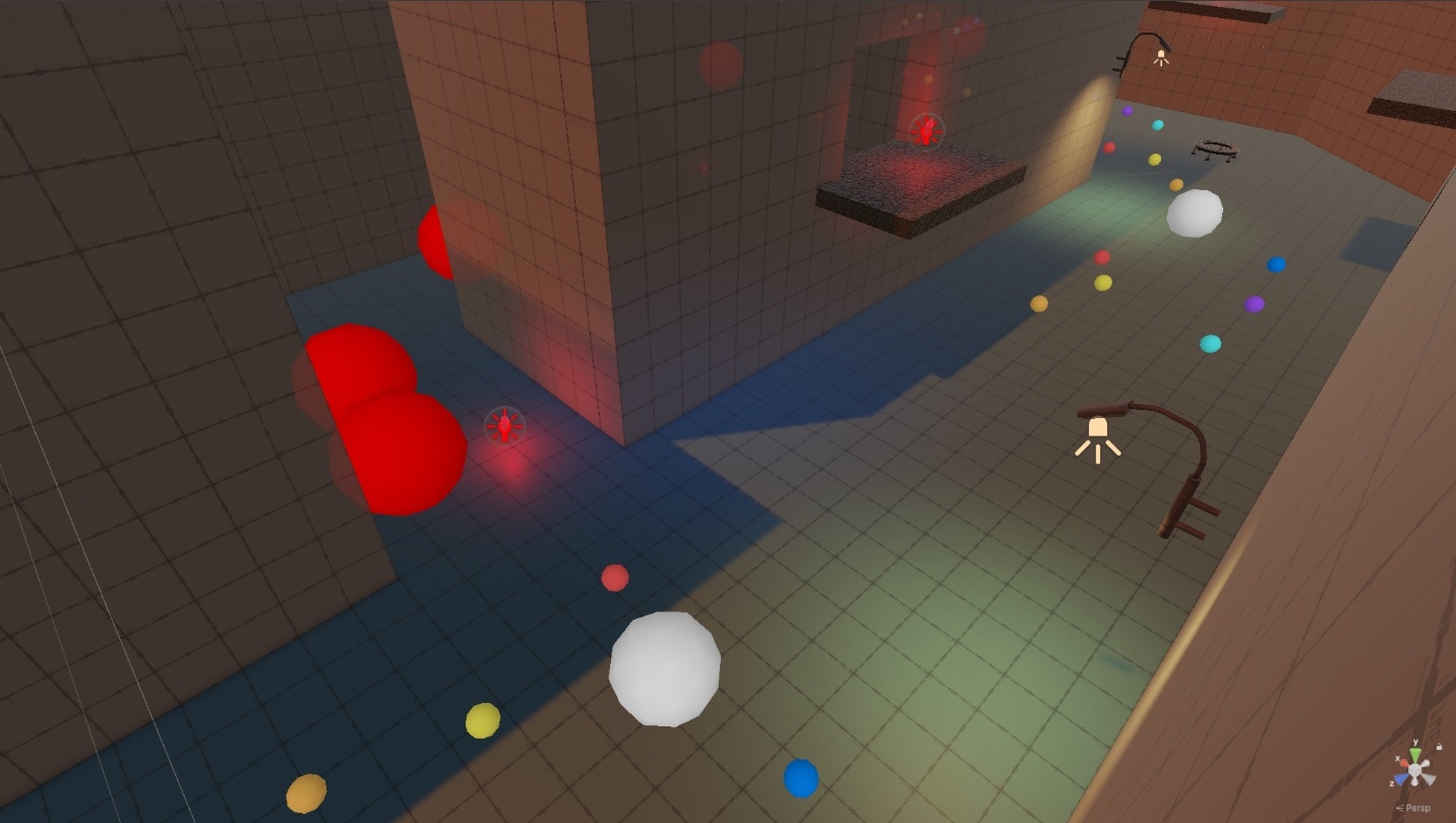 In-engine screenshot of an Exodus street corridor with enemy spawn markers placed along the convoy path