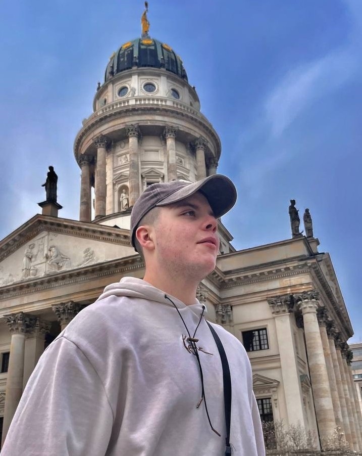Portrait of Fedir Stepanenko in front of the Konzerthaus at Gendarmenmarkt, Berlin